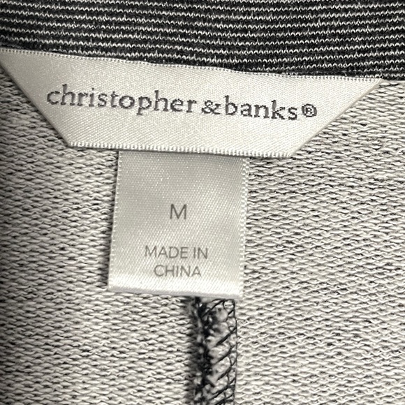 Christopher & Banks Gray Knit Jacket Size M Zip front Ruched Snaps front lapel. - Picture 3 of 9